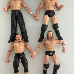 Lot of 4 WWE Jakks Pacific Wrestling Figures – Orton, Guerrero, Triple H, Hardy (1999