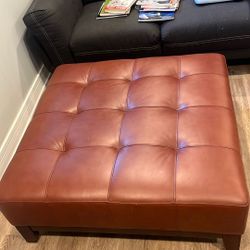 Large Leather Ottoman/ Coffee Table 