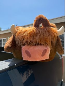 Brown Cow plush basket