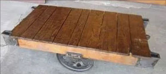 Vintage rustic Linenberry railroad cart/ coffee table