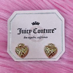 New Juicy Couture Heart Crown Gold Stud Earrings