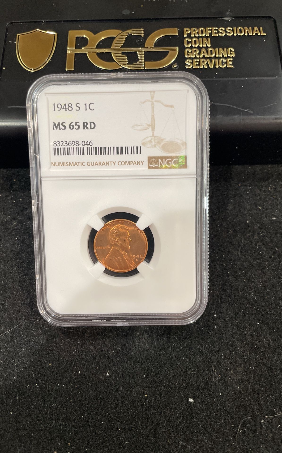 1948 S Gem Uncirculated Lincoln Wheat Penny Graded At MS 65 Bright Red E-3