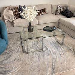 Chrome Glass 2 Piece Coffee Table 