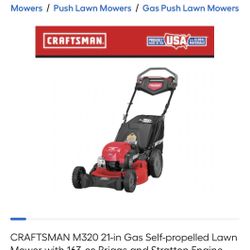 CRAFTSMAN M320 21-in Gas Self-propelled Lawn Mower with 163-cc Briggs and Stratton Engine