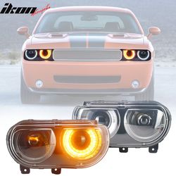 Fits 2008-2014 Dodge Challenger Projector Headlights with Sequentail Dual Beam Pair