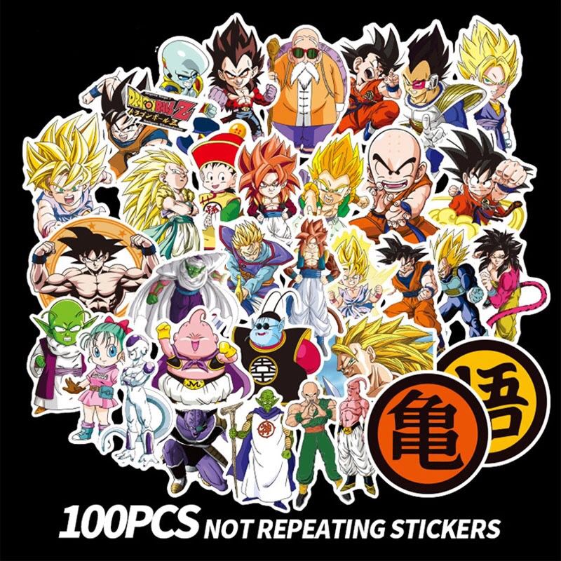 100 Pcs Dragon Ball Z Goku Anime Vinyl Decal Stickers