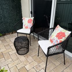 Small Patio or Balcony Set - Chairs With Pillows