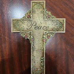 ​Roman Inc. Decorative Floral "Peace" Wall Cross - 9"