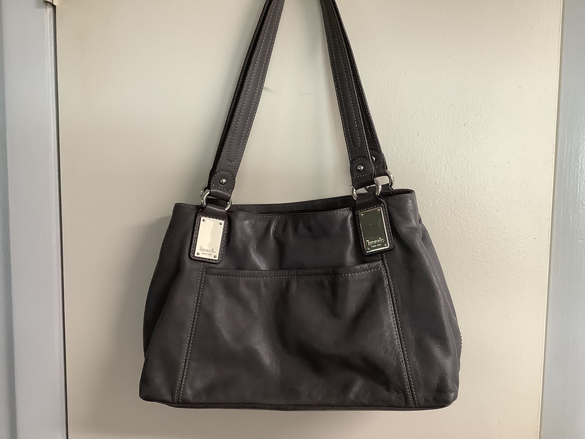 Gray Leather Purse