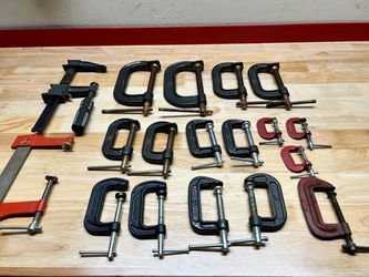 C clamps & F clamps , 18 Pieces, 4”, 3” 2”,1”