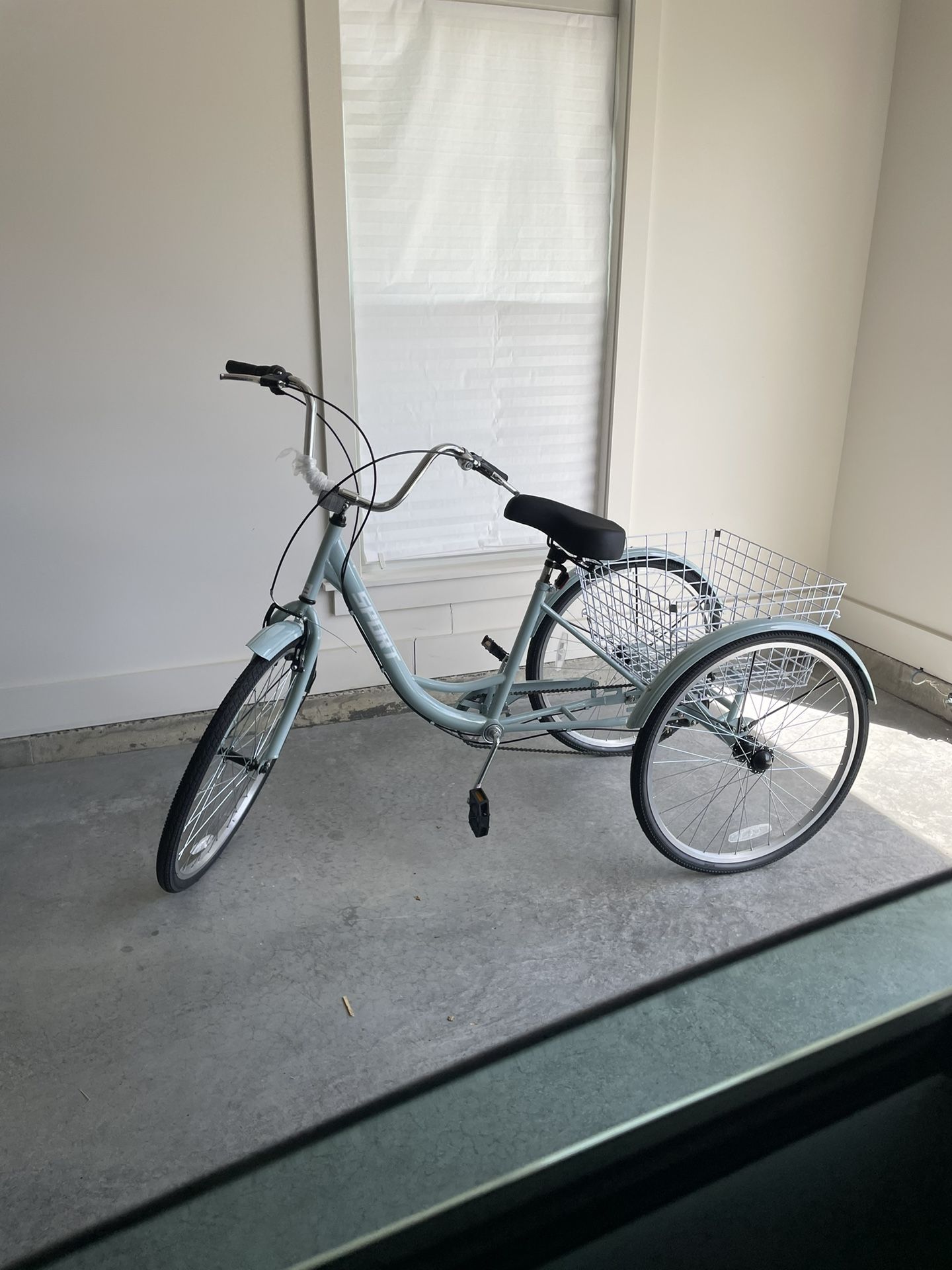 Adult Tricycle, Adult Tricycle 26 Inch 3 Wheel 7 Speed Bike, 3 Wheel Bicycle Cruiser Trike With Shopping Basket For Seniors, Women And Men, Mint Blue