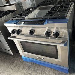 Stainless Steel KitchenAid Dual Fuel 36” Range Open Box 