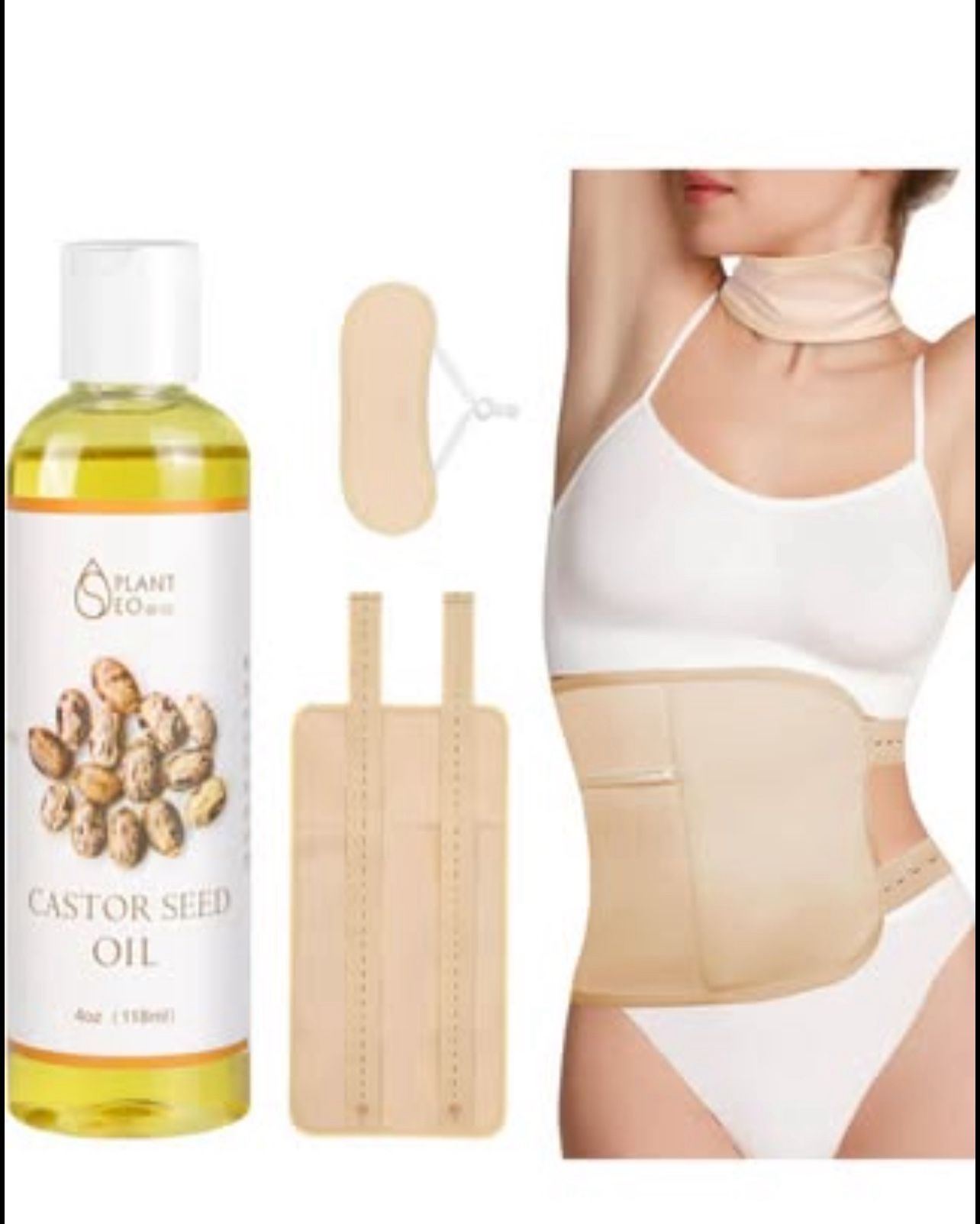 Brandnew Castor Oil Cold Pressed,Castor Oil Pack for Waist and Thyroid Neck,Reusable Castor Oil Pack Wrap Organic Cotton for Liver Detox, Cotton Flan