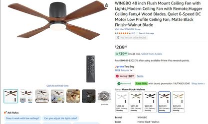 Ceiling Fan with Lights - Solid Wood