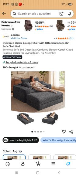 Gray Corduroy Oversized Chair with Ottoman