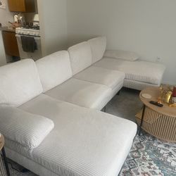 Cream Suede sectional  