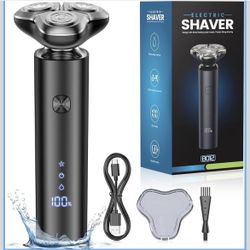 🆕 In 📦 Electric Razor for Men,3️⃣Blade Rotary Shaving System,Touch Switch,Type-C Fast Charging,LED Display,Travel Lock,9️⃣0️⃣➕Minutes RunTime