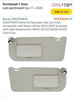 Driver & passenger side sun visor