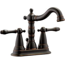 Design House 523282 Oakmont Traditional Centerset Deck Mount 2-Handle Bathroom Faucet, ‎4-inch, Oil Rubbed Bronze
