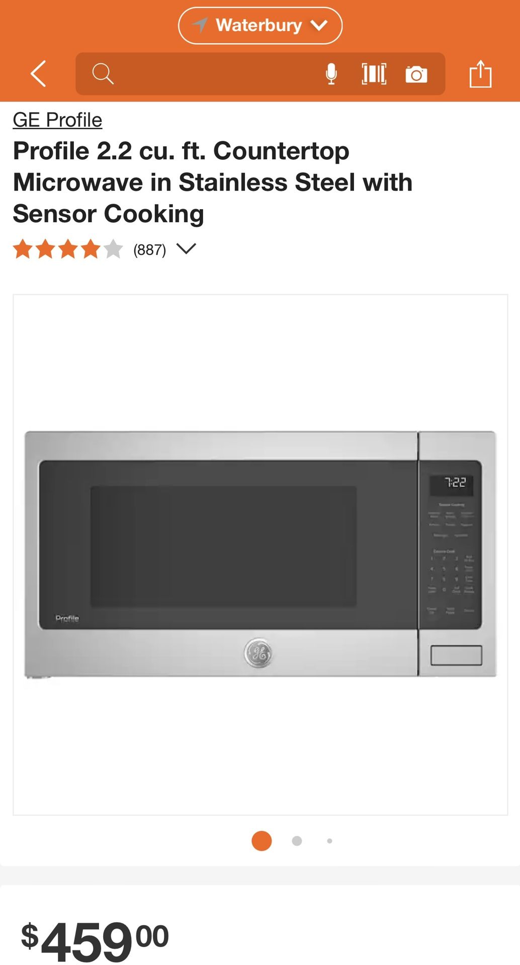 GE Profile Profile 2.2 cu. ft. Countertop Microwave in Stainless Steel with Sensor Cooking 
