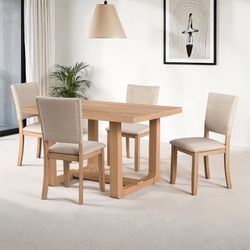 NATURAL TONES 5 PIECE DINING KITCHEN TABLE SET
