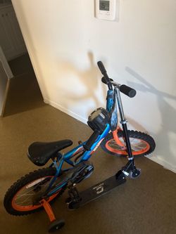 Kids’ Bike with Training Wheels + Scooter – 2-in-1