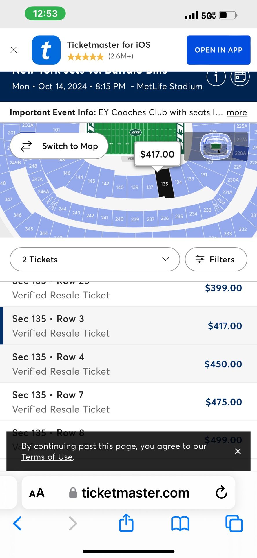 Jets V Buffalo Tickets