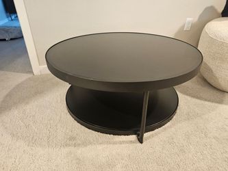 Black Round Glass-Top Table