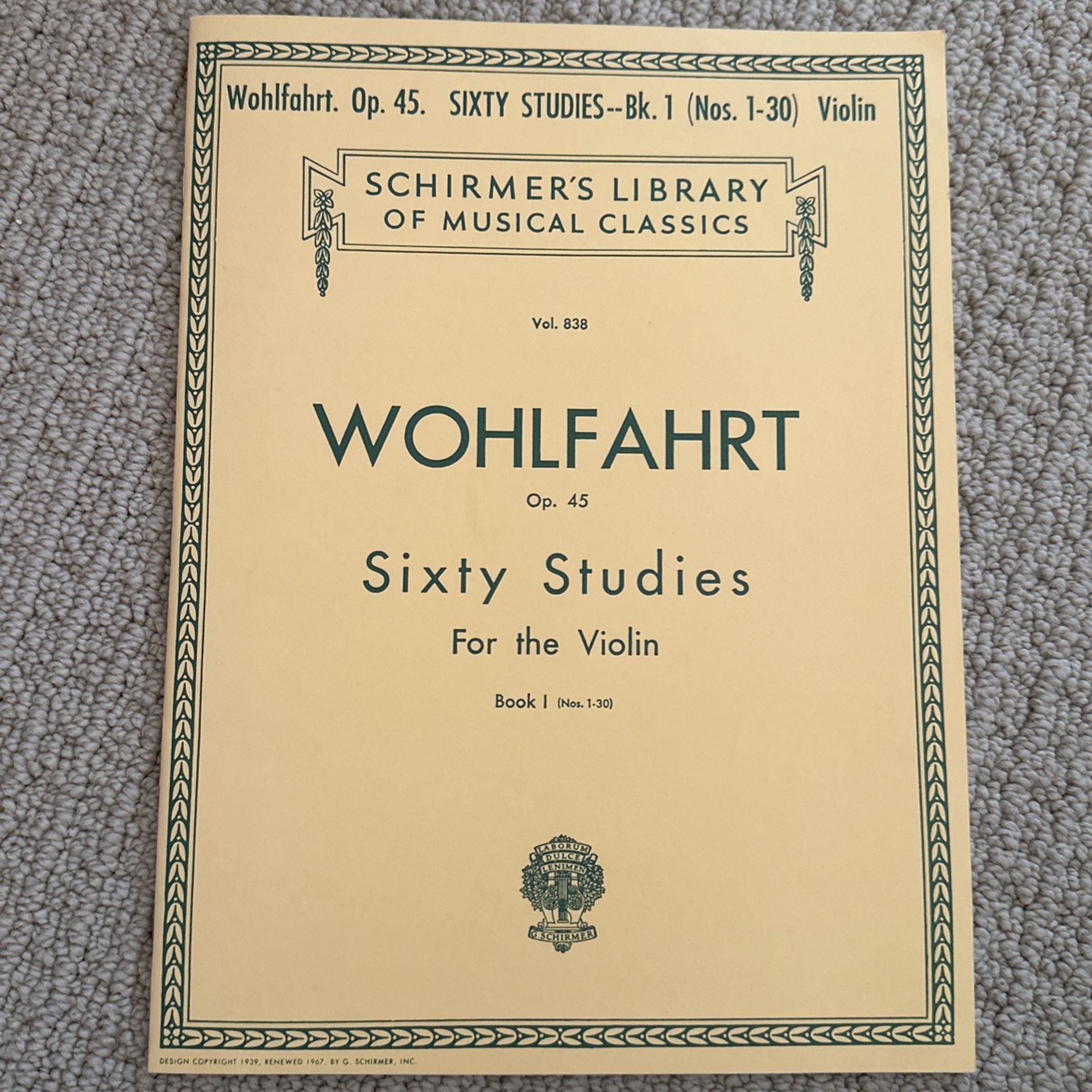 Wohlfahrt Op45 Sixty Studies For Violin