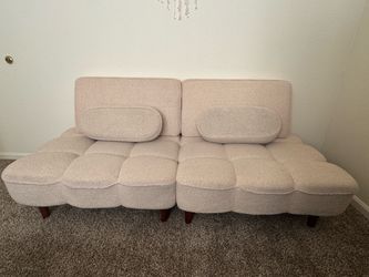Two piece white chenille couch