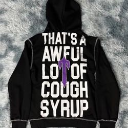 That’s A Awful Lot of Cough Syrup Denim Hoodie Trapstar Black Chrome White Top Hearts Tears Jacket Medium M XL