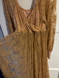 Gold/Champagne Lace Maternity Dress