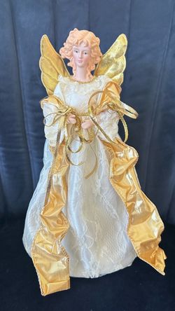 Christmas Angel white and gold tree topper