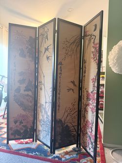 Asian Folding Room Divider Screen 4-Panel