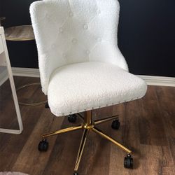 White Teddy Bear Fabric Office Chair