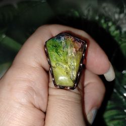 Rainbow Solar Agate (Sz9) Copper Ring