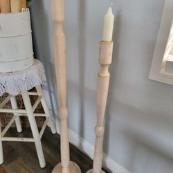 Tall Wood Candle Stick Holders