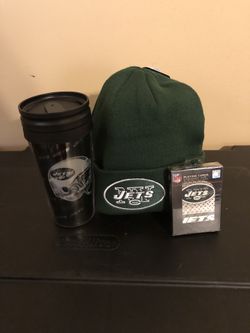 New York Jets cup beanie and playing cards