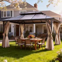 CALVON 13-ft x 10-ft Gazebo with Polycarbonate Top Brown+Antique Bronze