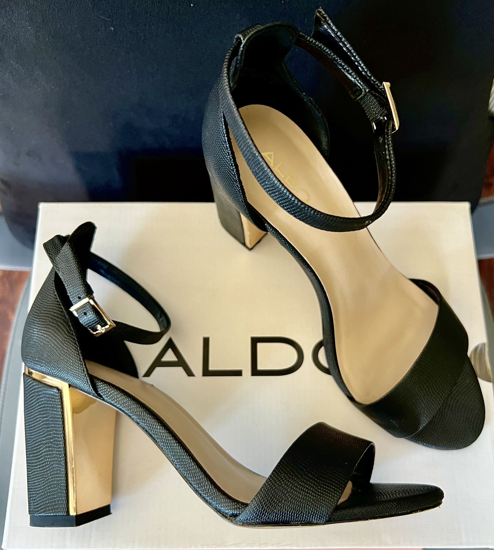 Black/Gold Heels -Aldo