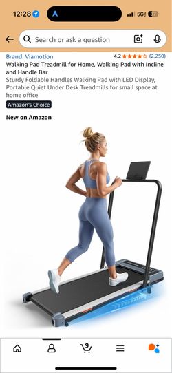 Viamotion Walking Pad Treadmill with Incline and Handlebar