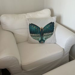 CHAIR WITH OTTOMAN  IKEA SLIPCOVER