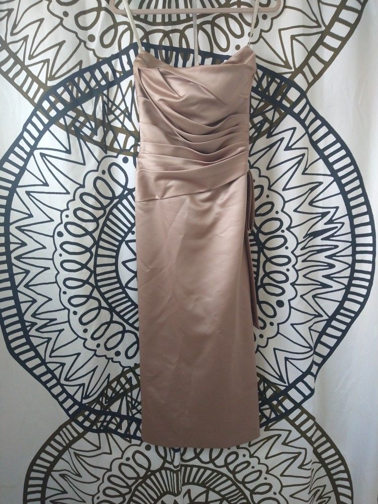 Designer Bill Levkoff Champaign Strapless Satin Gown Size 10  