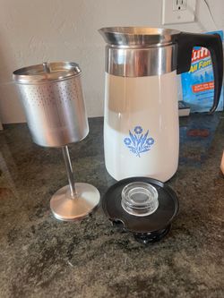 Vintage corning ware stove, top 9 cup coffee pot