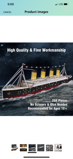 Cubicfun 3D Puzzles for Adults LED Titanic 35'' Large Ship Model