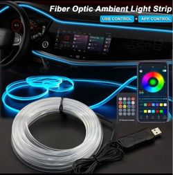 Car LED Strip Lights Interior Ambient Glow For Cars, Trucks, SUVs - USB 5VMulti-Color Neon EL Wire With FuseProtection, Waterproof Flexible Automotive