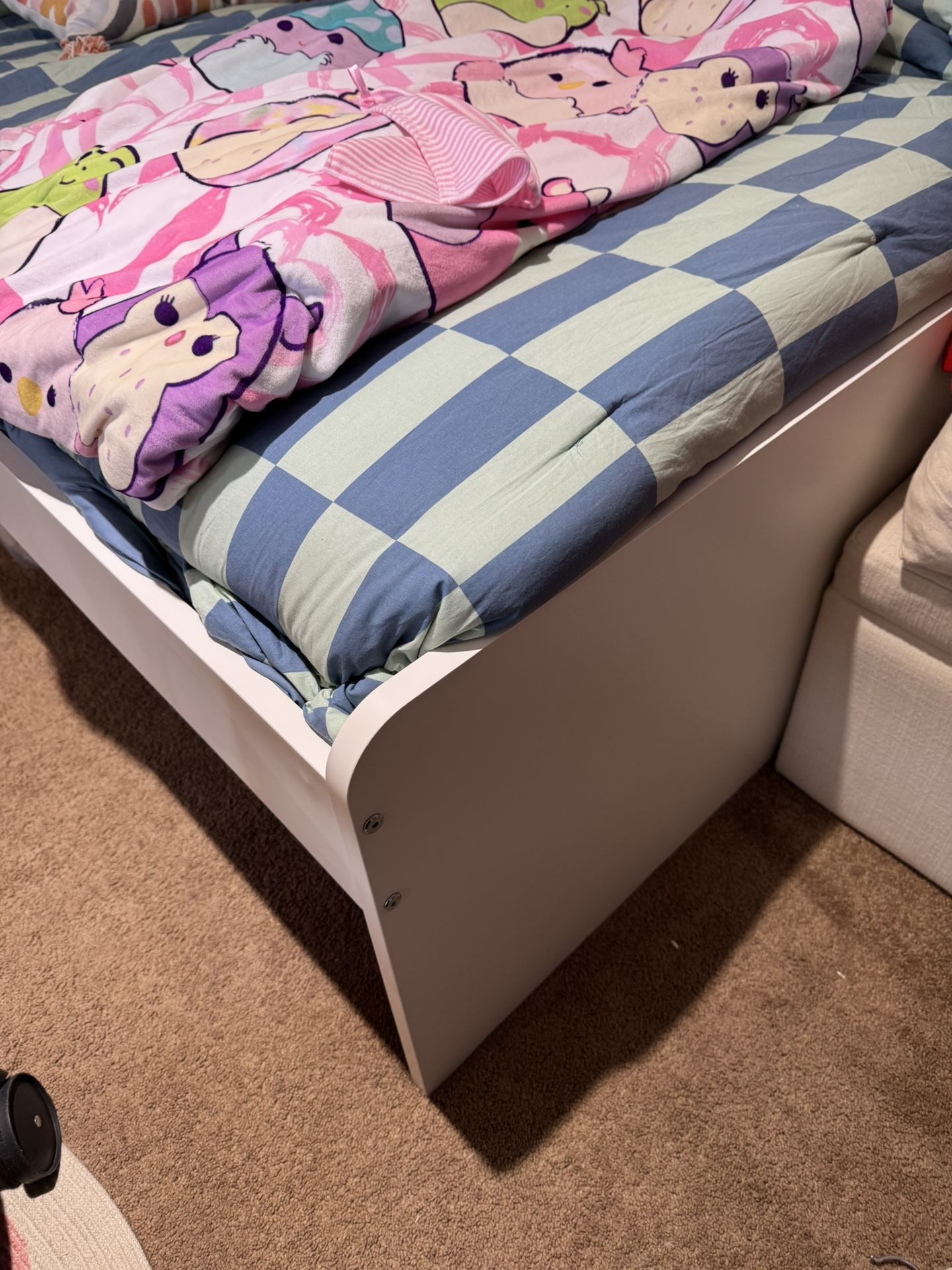 SLÄKT ext bed frame with slatted bed base, white/birch, 381  IKEA SLÄKT Twin Bed