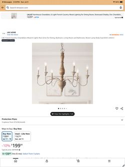 LNC French Country Chandeliers Wood 6 Lights Rust Arms for Dining, Bedroom, Living Room and Bathroom, Brown Lamp Body Size:D29.5 xH24.5