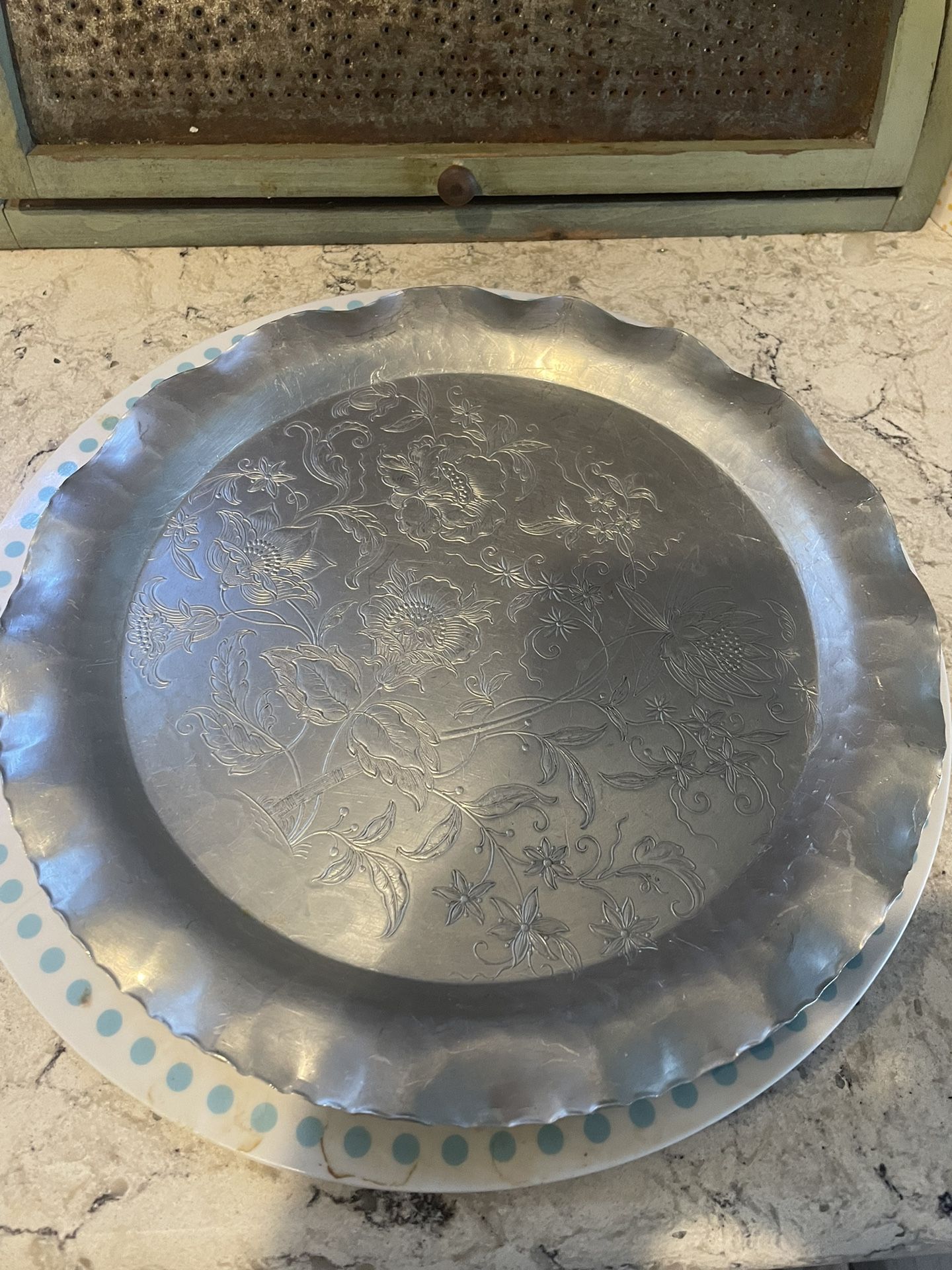 Vintage Federal Florette Design & Vintage Farberware Wrought Trays