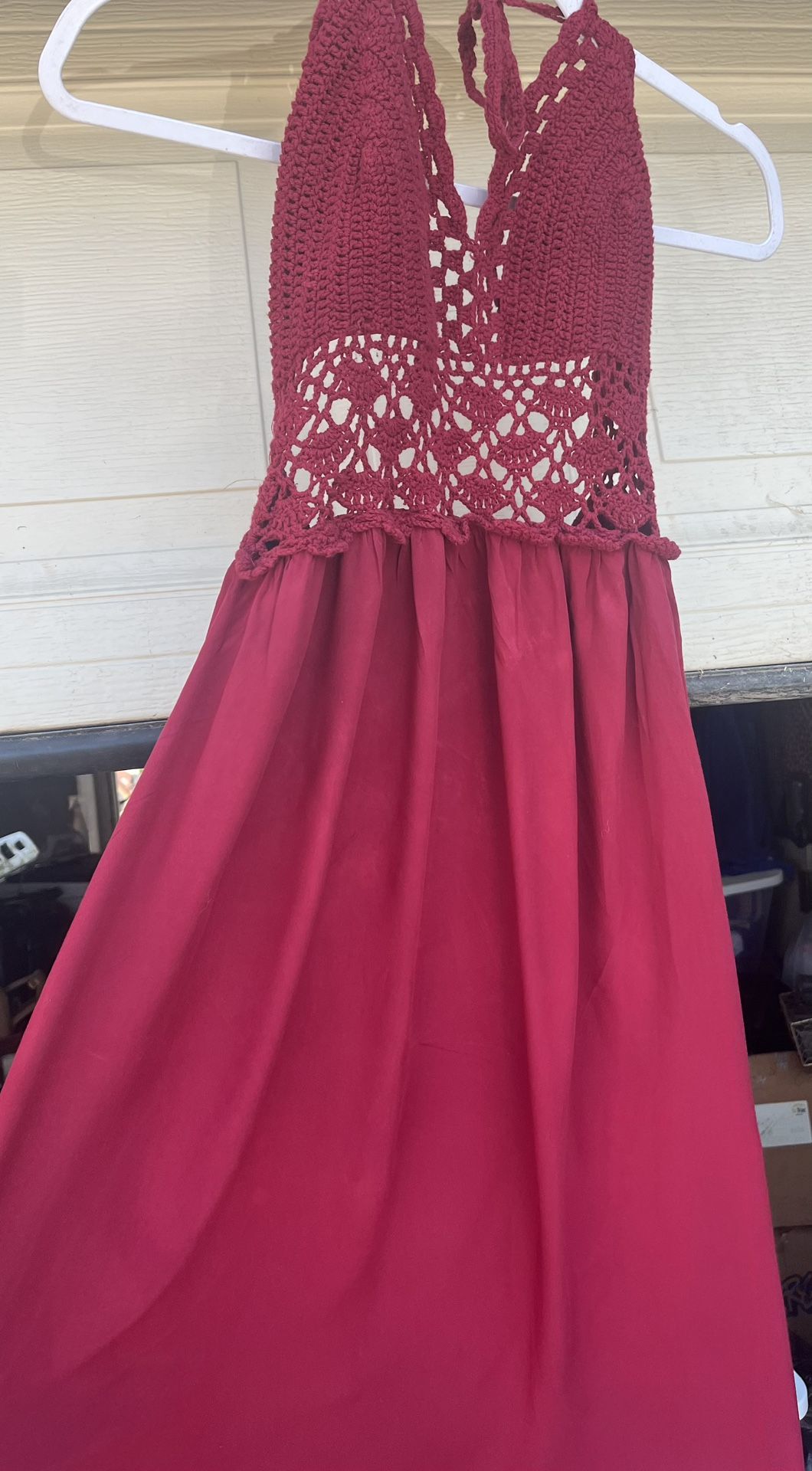 Burgundy/Red Halter Sundress